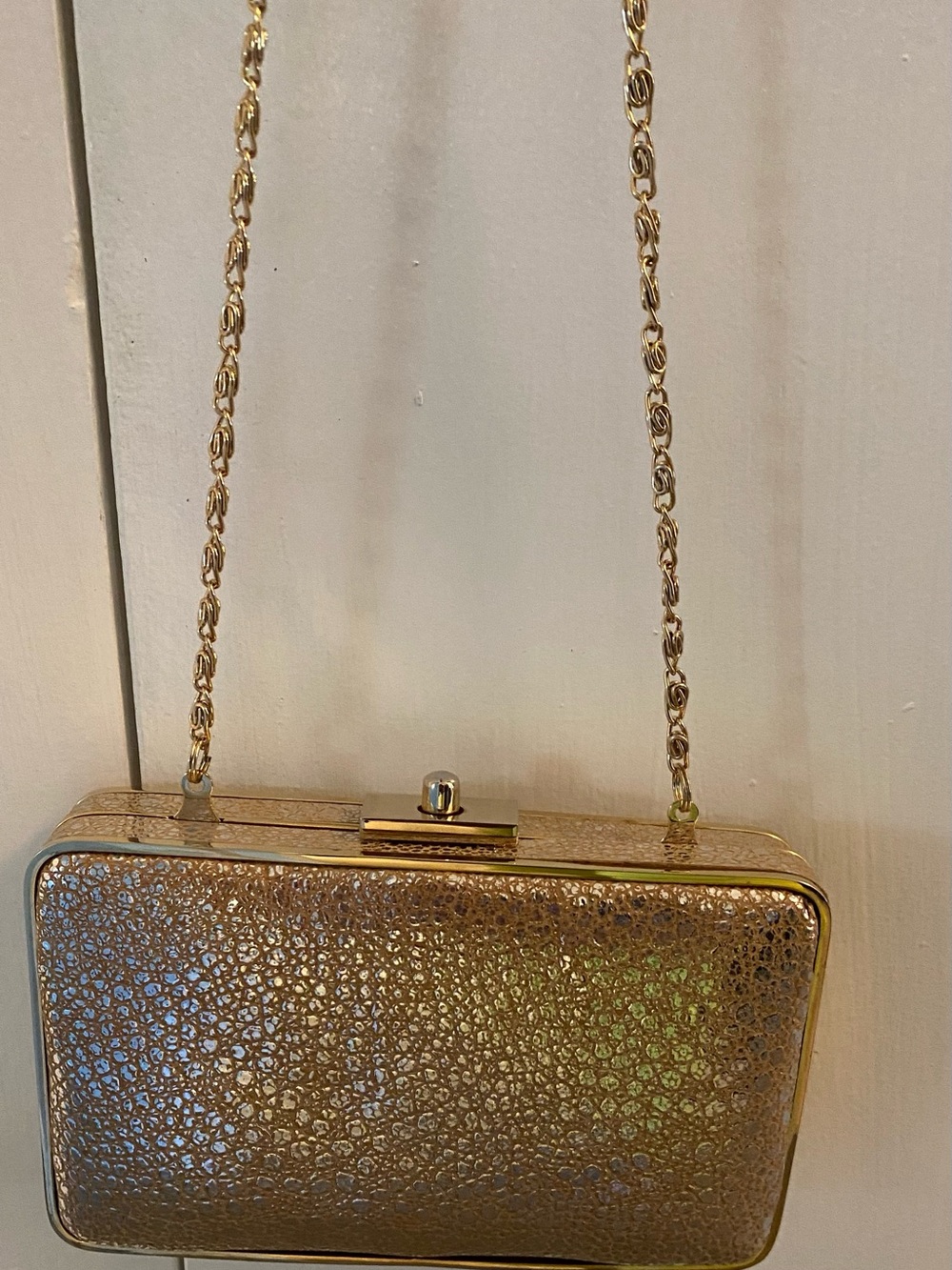 J. Mclaughlin Evening Rose Gold Shoulder Clutch Purse Pre Owned